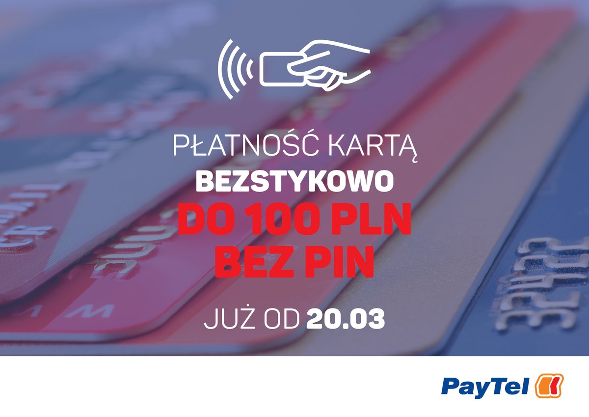 Jesteśmy gotowi na zwiększenie limitu płatności bezdotykowych bez PIN do 100 zł. Od jutra rozpoczniemy aktualizacje naszych terminali, które sukcesywnie będą zyskiwały gotowość do akceptowania wyższych transakcji. Płaćmy #zdrowobezgotowkowo #100bezPIN #bezgotówkowo z #paytel