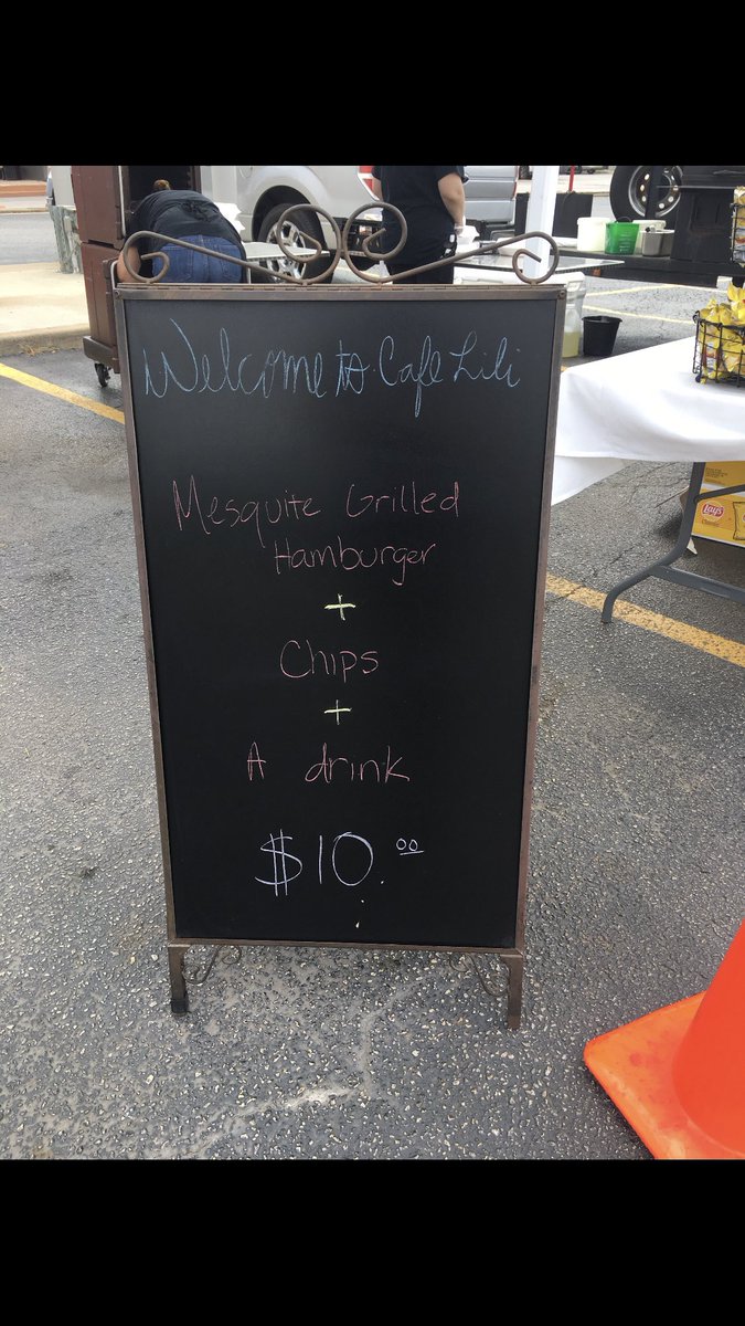 lili_grill's tweet photo. Come check out our set up today! A Mesquite Grilled Hamburger, bag of chips and a drink for $10! https://t.co/7g6LTvBeEZ