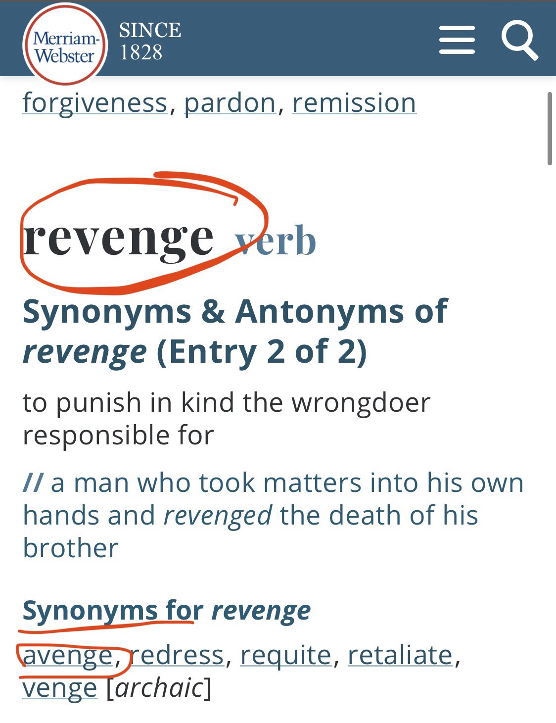 Vengeance - Definition, Meaning & Synonyms