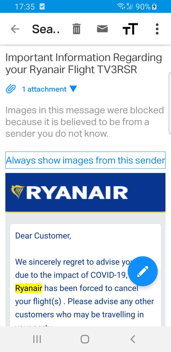 charkingreef's tweet photo. @Ryanair what is going on? This was my second changed flight to get home and now it's cancelled again!!! It will not let me refund or change as the flight still shows as live! https://t.co/5cqCaXmhYc