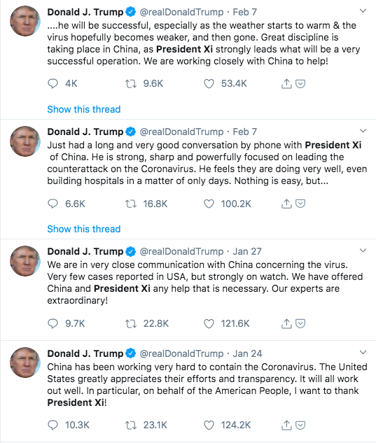 SpinDr's tweet photo. @CNN Trump was praising China in January and February. https://t.co/9E3v56AFwA