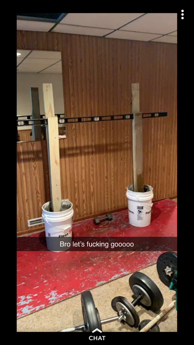 richscrambled's tweet photo. My man @SamMcGinnity153 made an at home squat rack. Y'all really don't want it like this. #findaway #teamsahm https://t.co/EJ0EgPwBwQ