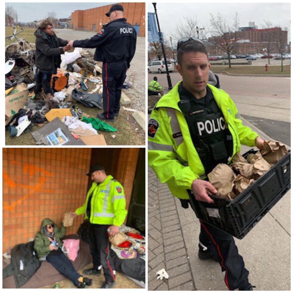 HamiltonPolice's tweet photo. Thanks to @MissionHamilton @GoodShepherdHam @salvationarmy @wesleyurban and De Mazenod Door @StPatsHamilton, our Social Navigation Program is out delivering meals in #HamOnt to those who need them. Anyone wishing to make food donations please call HPS at 905-546-4869. https://t.co/alkI7DGKKe