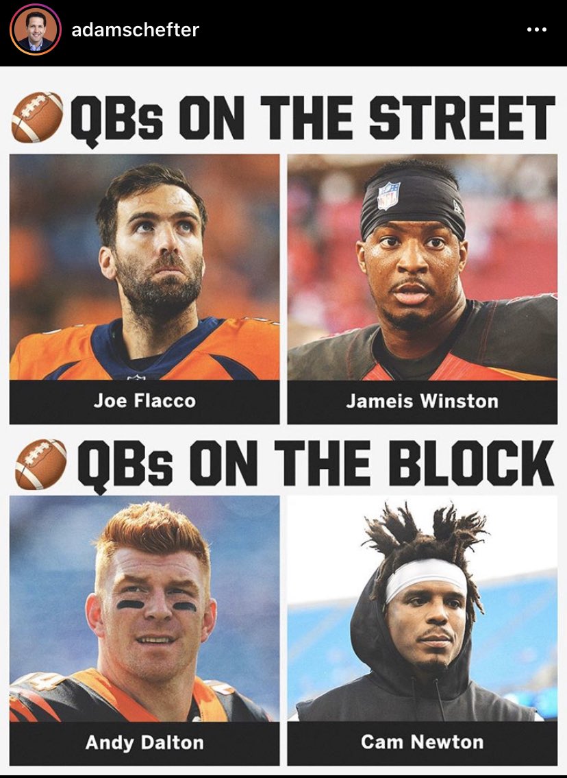 I’m gonna need to see Jamies with Can Newtons hair. And flacco with Andy Daltons. Who wants to have #FunWithPhotoshop.