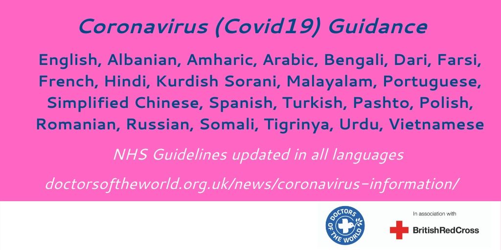 All  #NHS  #Coronavirus Guidelines (16 March) here:  http://bit.ly/3cPHnJI English Albanian AmharicArabicBengaliDariFarsiFrenchHindiKurdish SoraniMalayalamPortugueseSimplified ChineseSpanishTurkishPashtoPolishRomanianRussianSomaliTigrinyaUrduVietnamese