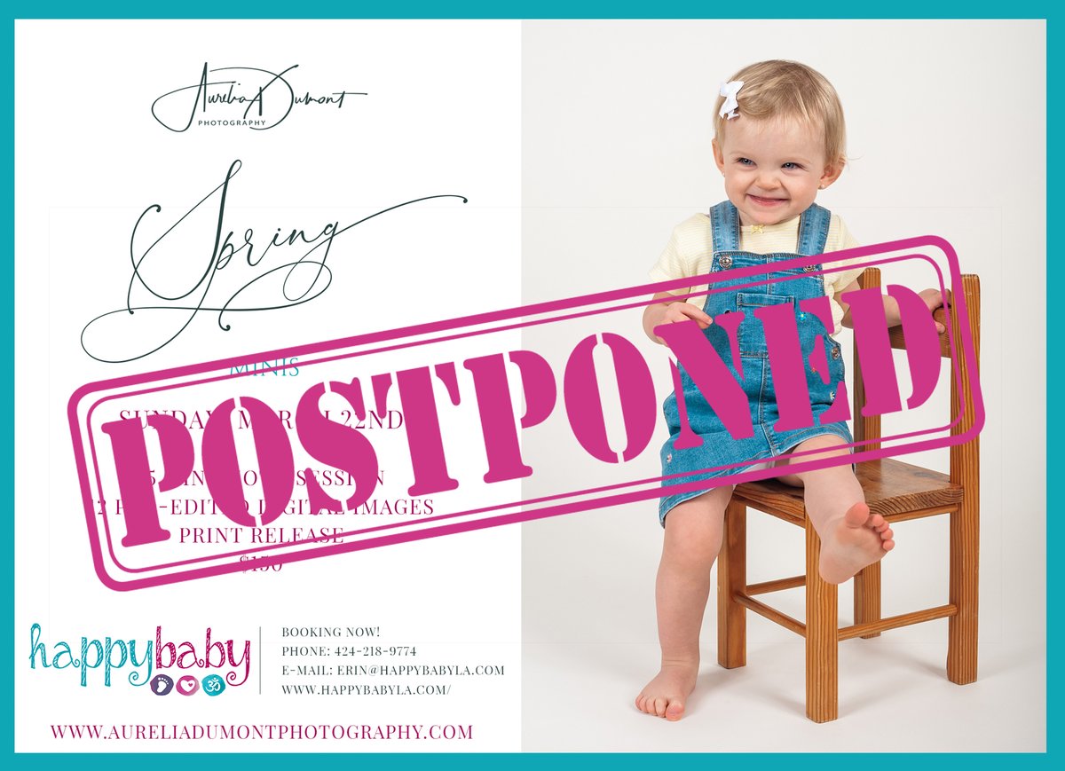aureliadumont's tweet photo. Due to the unforeseen situation with the COVID-19 virus and to protect you &amp; your families, Happy Baby and ADP have decided to postpone the Spring Photoshoot. Thank you for your understanding. Stay safe and healthy! <3
#stayathome #quarantineandchill #coronavirus #covid_19 https://t.co/NsDKjP0eam