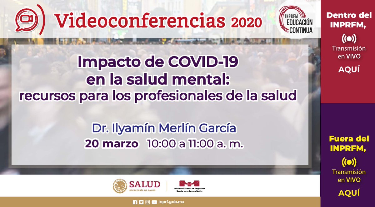 INPRFM's tweet image. 📣 🦠 Dirigido a profesionales de la salud Acceso abierto
Da click 👇🏽
bit.ly/3bdKcmr
#covid19mexico #saludmental #Coronavirus #SanaDistancia