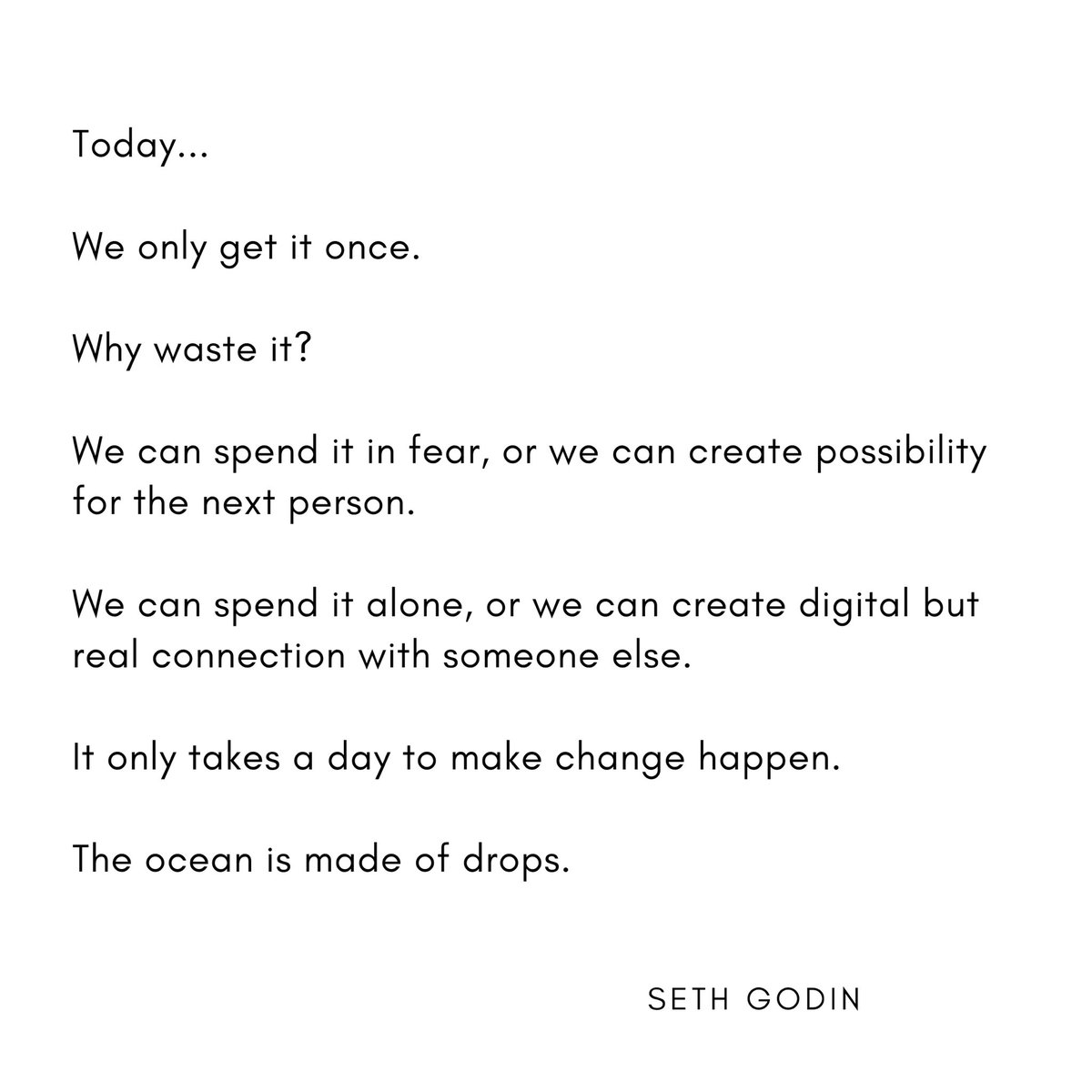 of_substance_'s tweet photo. Thank you @SethGodinBlog.
We all need these words right now.
Stay connected. Stay human.
Reach out to each other. We’re in it together. #addiction #recovery #mentalhealth #sobriety #trauma #ofsubstance #depression
#COVID19 
#selfcare #mentalillness #sobermovement #publichealth https://t.co/jjJivmG4o7