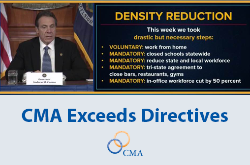 CMACorp's tweet photo. As a NYS company, we are in alignment with Governor Cuomo’s strategy &amp; goals to combat COVID-19 &amp; minimize its spread. CMA exceeded these directives, with more than 75% of our workforce working from home prior to the Governor’s order. https://t.co/q0jFt8NnCd https://t.co/5OsG6T0u7F