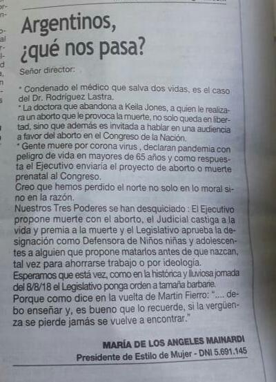 LeandroRLok's tweet photo. "Les comparto la reflexión de la Dra. Mainardi. 
En momentos en que la pandemia acapara nuestra atención, vale considerar que hay un proyecto de ley que espera por su discusión." https://t.co/KOyW4Ifwkw