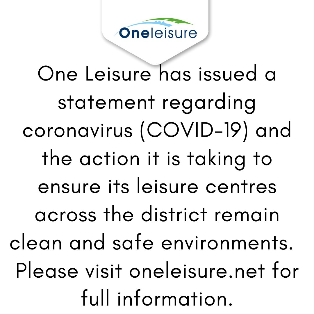 One Leisure has issued a statement regarding coronavirus (COVID-19) and the action it is taking to ensure its leisure centres across the district remain clean and safe environments. Please visit oneleisure.net for full information