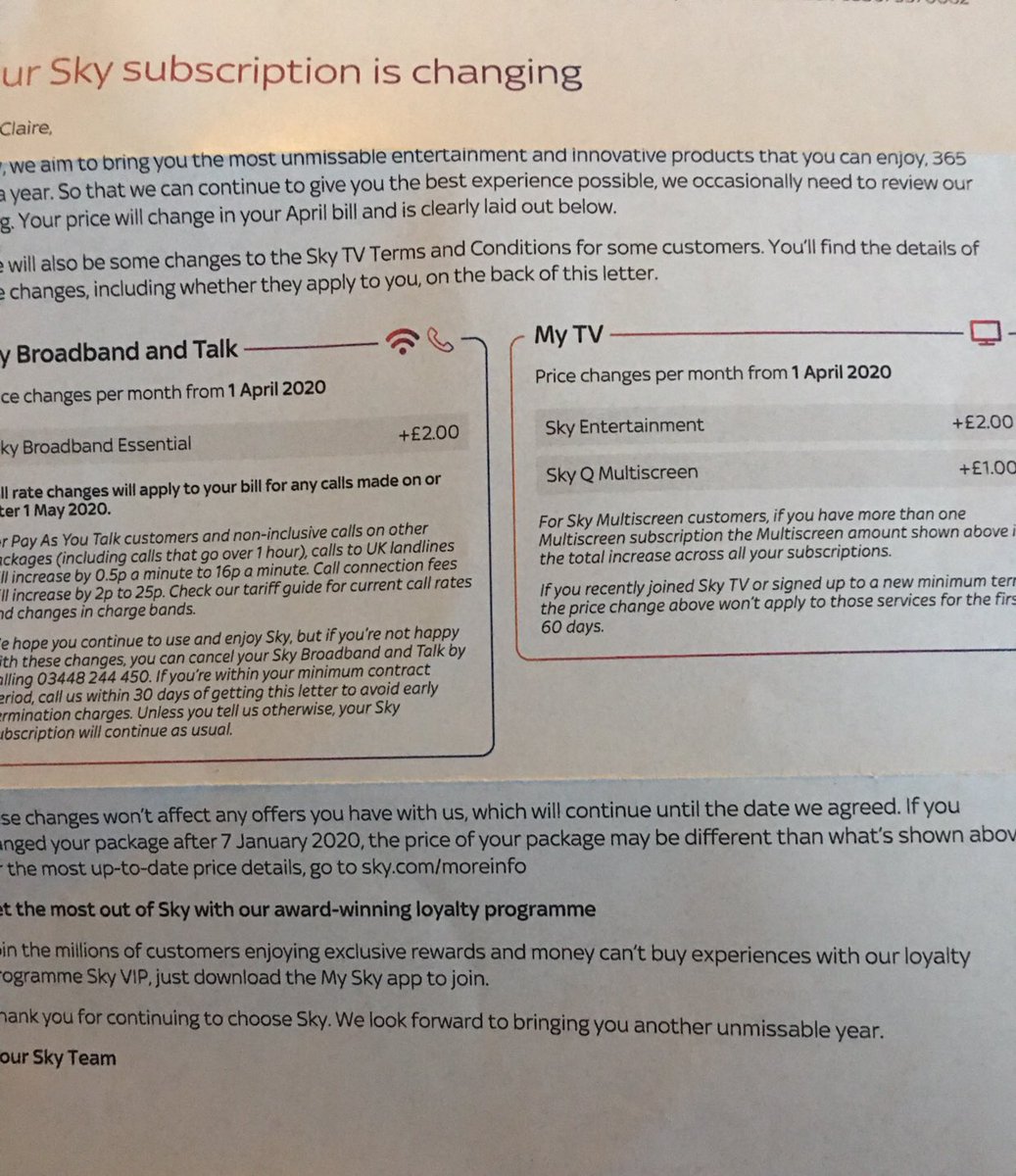 rads117's tweet photo. #skytv ripping off customers in financial crisis by increasing there bills today. Disgusting through #coronavirus everyone possibly losing employment. Naming &amp; shaming #skytv https://t.co/Wk10Trr7zs