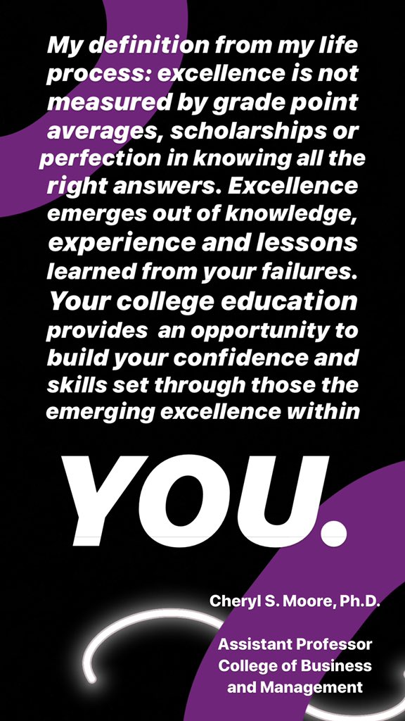 edithhzx's tweet photo. I also asked my Business advisor and profesor Cheryl Moore, “How is academic excellence important to a college education?” And this was her response..... @stritchu #art203hunt https://t.co/aFHsFshIS2