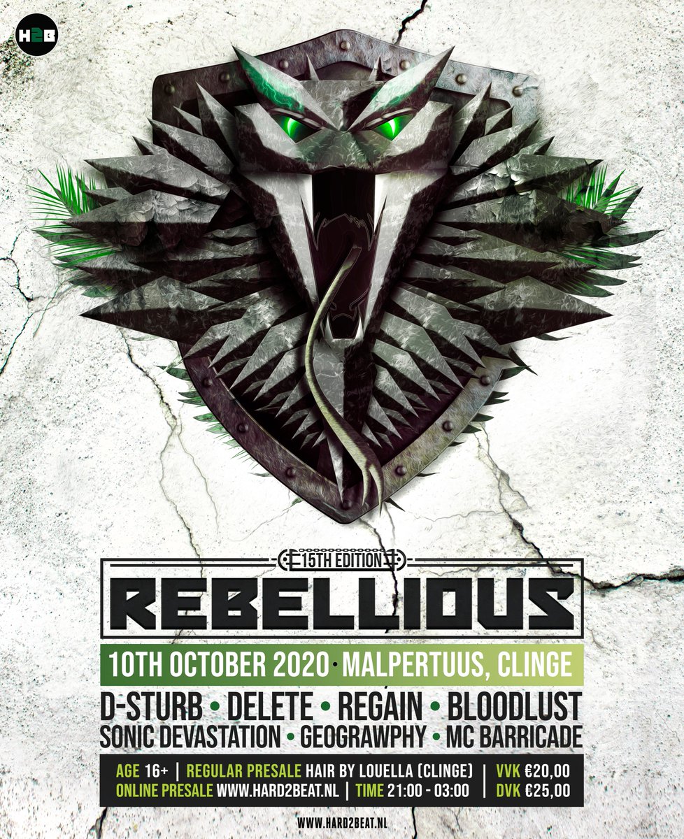 Met trots kunnen wij mededelen dat er met man &amp; macht is gewerkt om de line up te behouden én dat dit volledig is gelukt!

Dat betekent dat o.a. D-Sturb, Delete, Regain, Bloodlust én MC Barricade op 10.10.2020 naar Clinge af zullen reizen.

Stay safe!💙

hard2beat.nl/tickets/