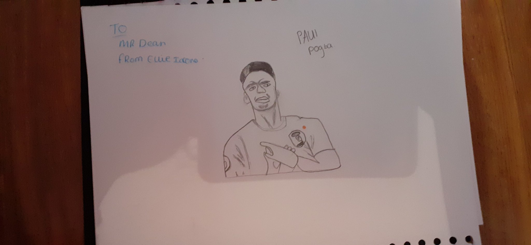 HAPPY BIRTHDAY MR DEAN drawn Paul pogba  cause he supports man u xx    