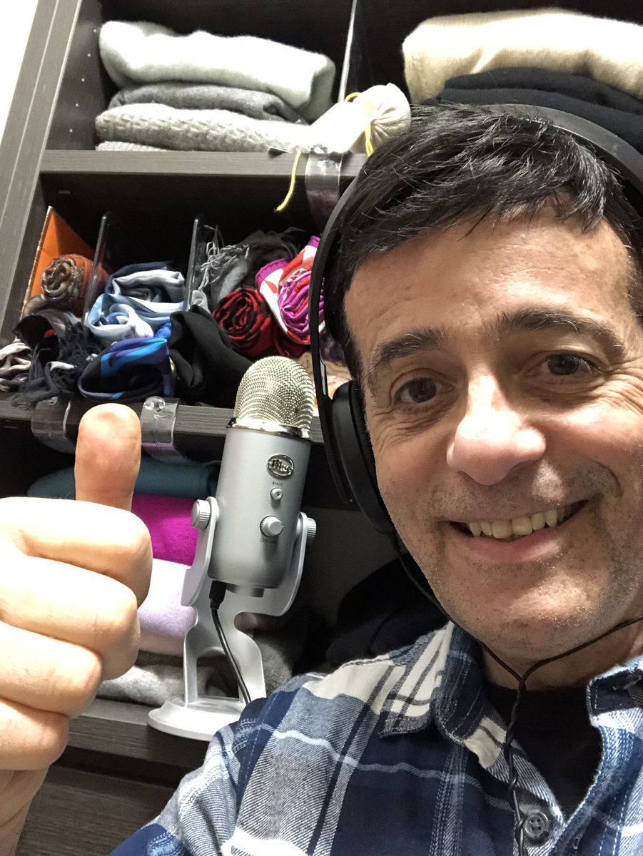 When forced to work from home summon up your inner MacGyver.   Thanks to my mate for letting me set up a studio in her soundproof walk in closet! #voiceover #chartproductions #homestudio #jordanrich.