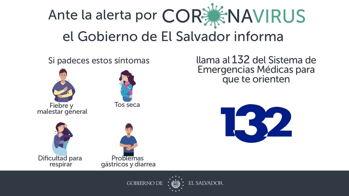 Si presentas algún síntoma recuerda guardar la calma y ponerte en contacto con la línea 132 habilitada para atender tus dudas.

#ViviendaLimpia 💪🏻
#AlertaCOVID19SV 😷