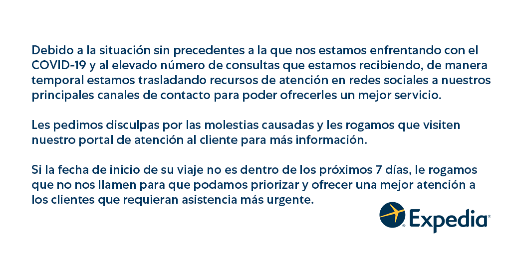 Para acceder a la información más actualizada, puedes visitar nuestra página de atención al cliente: expedia.es/service/