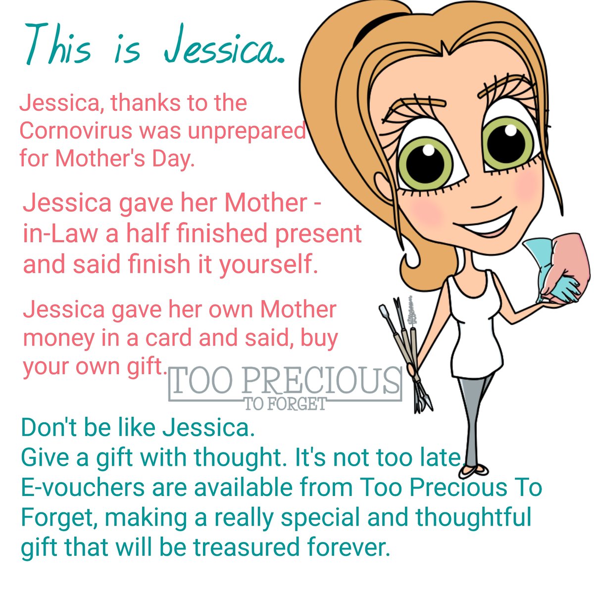 HandmadeByJesie's tweet photo. Please don't be like Jessica.
Give a gift you can be proud of!

E-vouchers are available. 

#mothersdaygift
 #MothersDay #tooprecioustoforget #handmade #lifecasting #footcast #handcast #baby #babyboy #babygirl #mummyandme #Wiltshire #melksham #art #sculpture https://t.co/aYvgDNHdfV