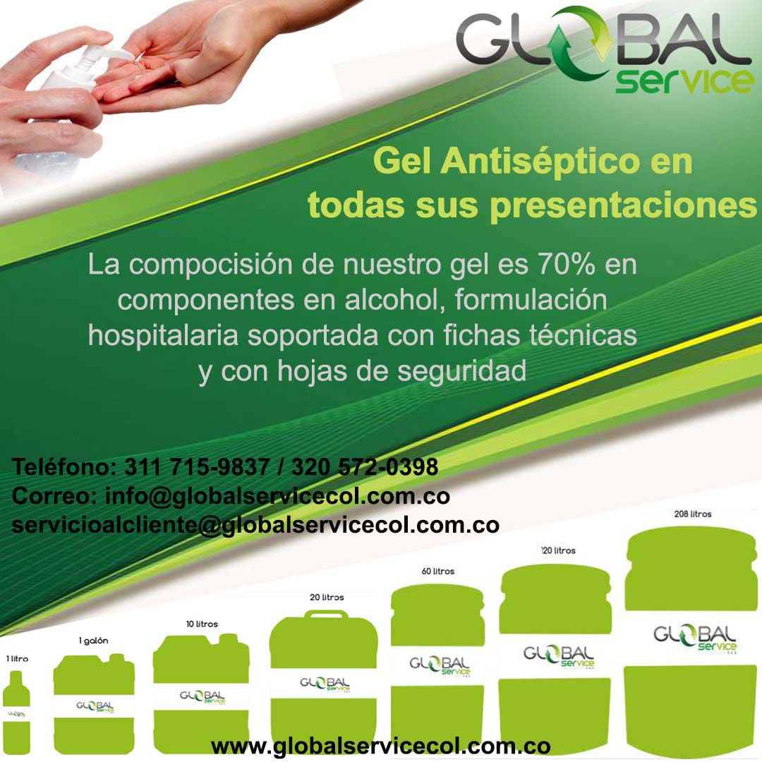 GlobalService_C's tweet photo. Te ofrecemos Gel Antiséptico en todas sus presentaciones, formulación hospitalaria soportada con fichas técnicas, realizamos envios a nivel nacional.

Contáctanos a través de  nuestras redes: @globalservicecolombia 

Y nuestros números telefónicos:
311 715-9837 l 320 572-0398 https://t.co/vQU7Pt8C8q