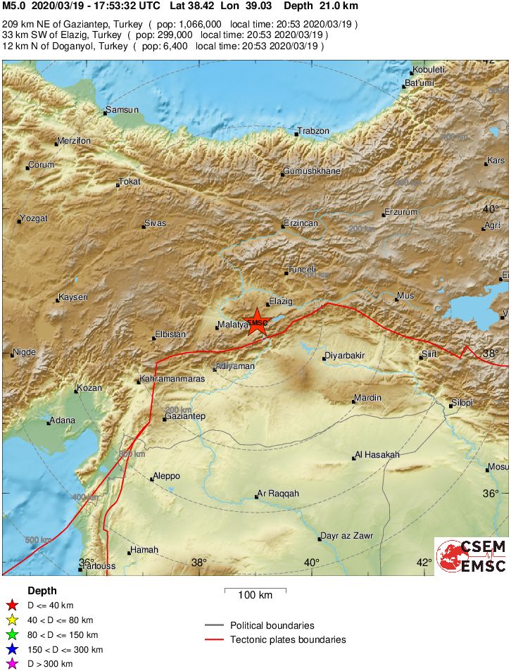 cografyagentr's tweet photo. Bu akşam saat 20.53'te Malatya - Elazığ arasında merkez üssü Sivrice olan 5.0 büyüklüğünde bir #deprem meydana geldi.

#AyYıldızlıCOĞRAFYA1000Atama #Coğrafya https://t.co/slaKZSCY2n