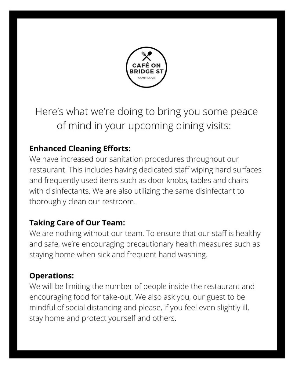 cafeonbridgest's tweet photo. A message from our owner - stay safe &amp; healthy ❤️ https://t.co/nf7108JbIH