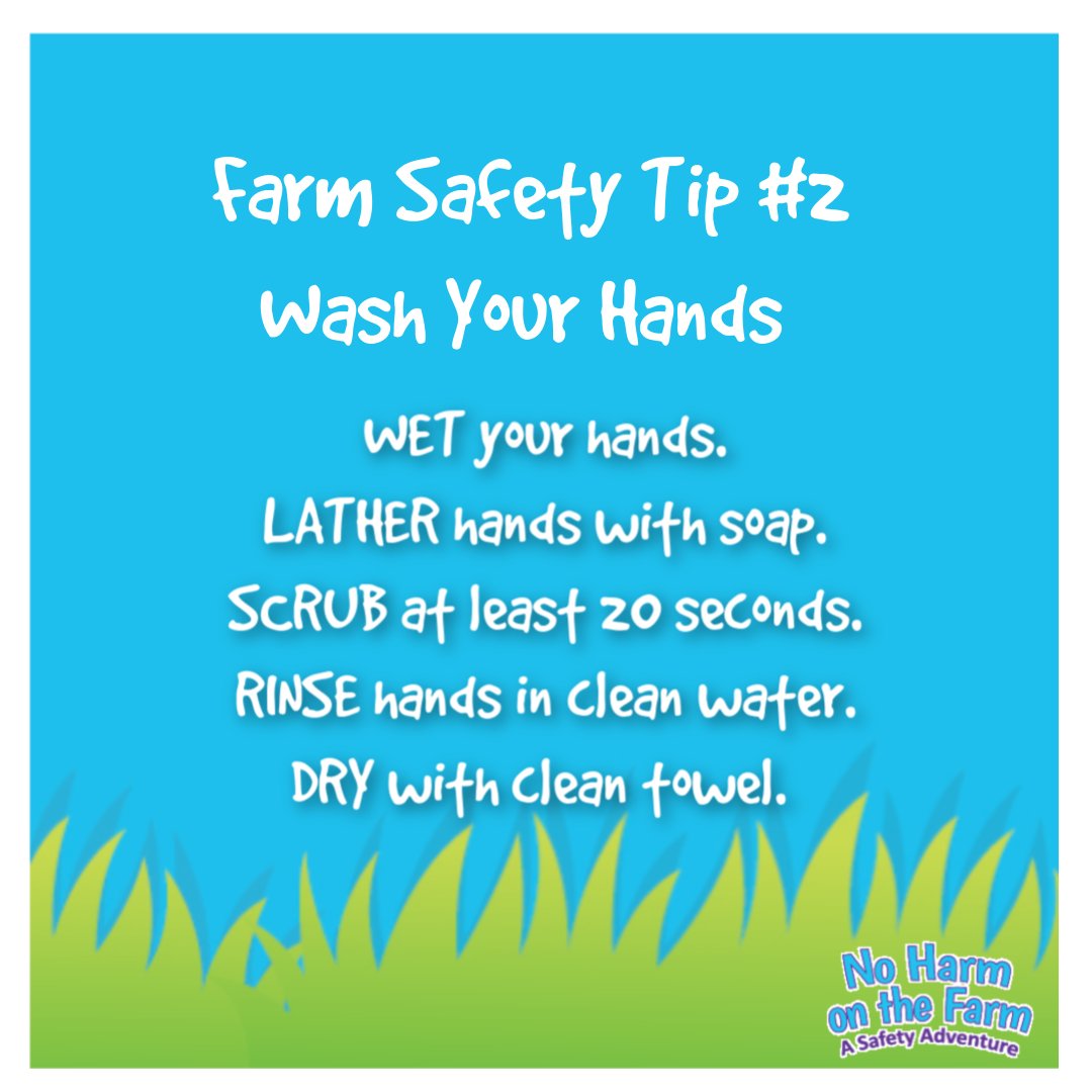 NHOTF's tweet photo. When's a good time to wash your hands?
After contact with animals, feed/animal waste, before preparing food, before and after treating a cut or wound, and after using the toilet. Even if you've been wearing gloves, wash your hands after you remove them.
#NoHarmOnTheFarm https://t.co/rQicoArlFT