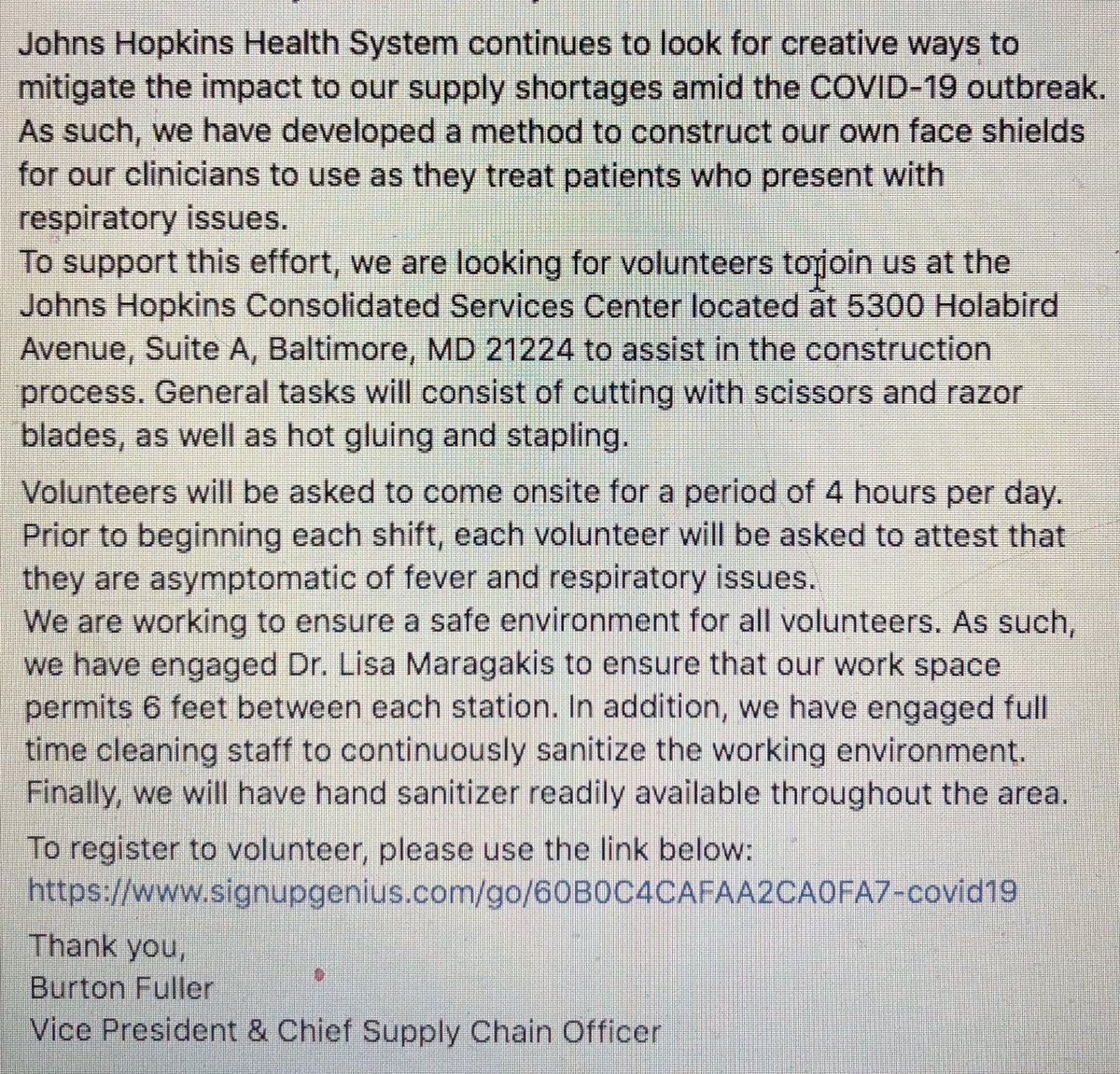 This is unprecented. Happening to one of our top hospitals in the country. #PPEshortage