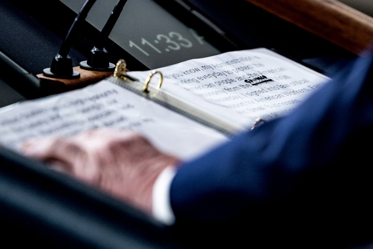 NBCNews's tweet image. President Trump's notes show where "corona" was replaced with "Chinese" as he speaks at a coronavirus task force briefing at the White House on Thursday.

(Photo: Jabin Botsford/The Washington Post via Getty Images)