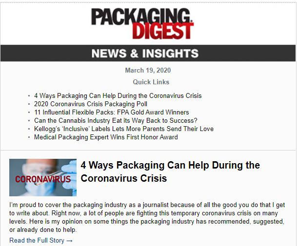 #Packaging News: 4 Ways Pkg Can Help the #Coronavirus Crisis; 2020 Coronavirus Poll; 11 Influential FlexPacks; Can Cannabis Industry Eat its Way Back to Success? Kellogg’s ‘Inclusive’ Labels of Love; Medical Pkg Expert’s Award tinyurl.com/PDnews-0319