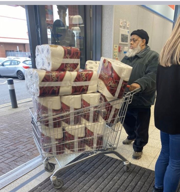 This is Mohammed- Mohammed has bought everyone else’s share of toilet rolls at a cheap price . But don’t worry , Mohammed doesn’t want you to go without, he will let you get a packet .....at about 5 x the original price in his corner shop. Mohammed is a shameful greedy bastard.