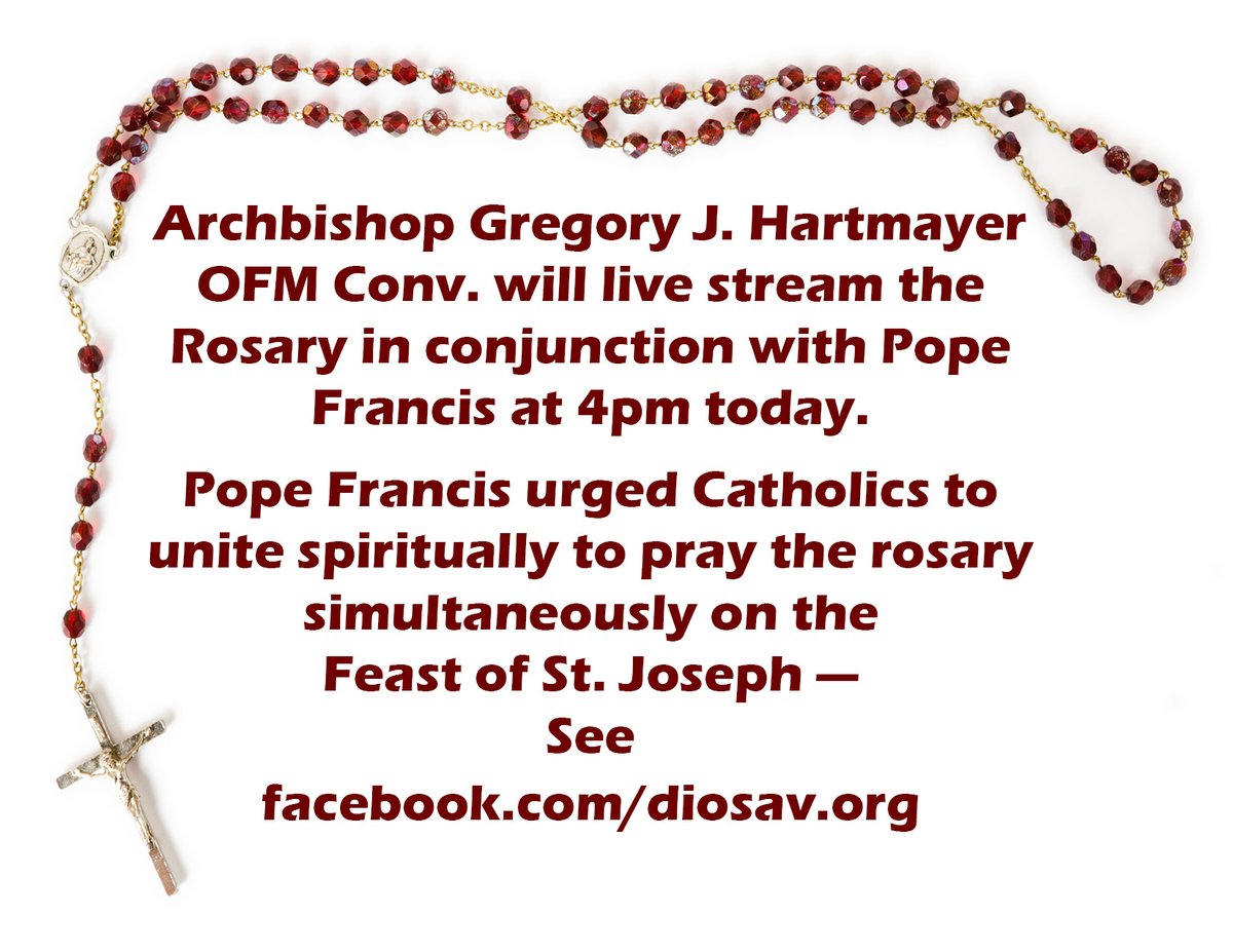 DioSavArchives's tweet photo. Join #ABGregoryJHartmayerOFMConv to pray the Rosary live in less than an hour! https://t.co/fY7c1V7Um2