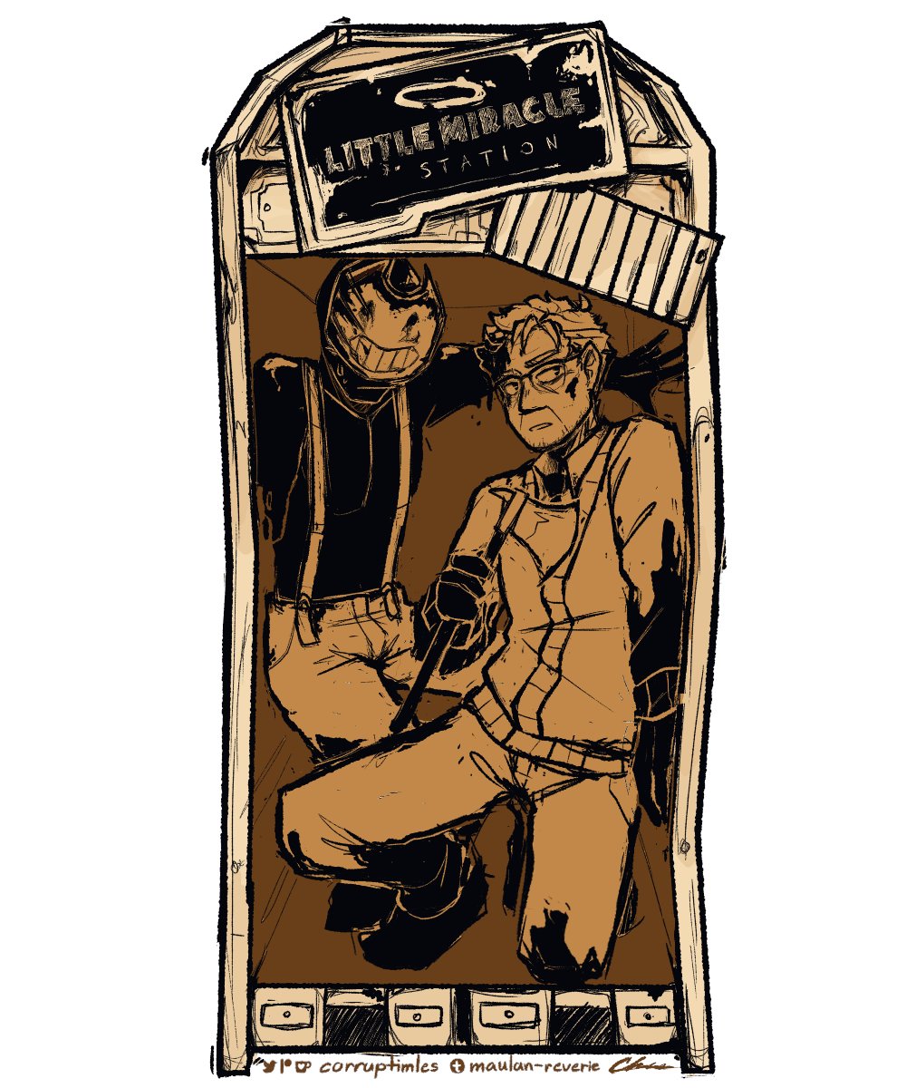 “shh.. hiding from the demon #batim (team sillyvision au)” 