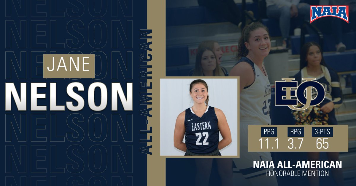 JANE NELSON is an NAIA All-American Honorable Mention!! 🏅

Nelson led the Mountaineers with 11.1 points per game, 3.7 rebounds and 65 made three pointers! 🙌

#TheEasternWay
