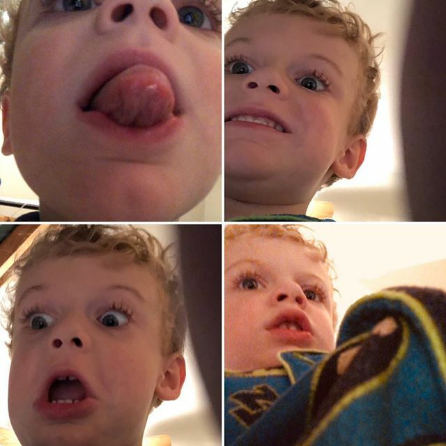 ThaiSalmon's tweet photo. Selfie game is starting early folks! My favorite is probably bottom left 😂 #takesafterhismom #lionheart #selfiestrong https://t.co/YLuADNDb92 https://t.co/V9q0CNNPyo