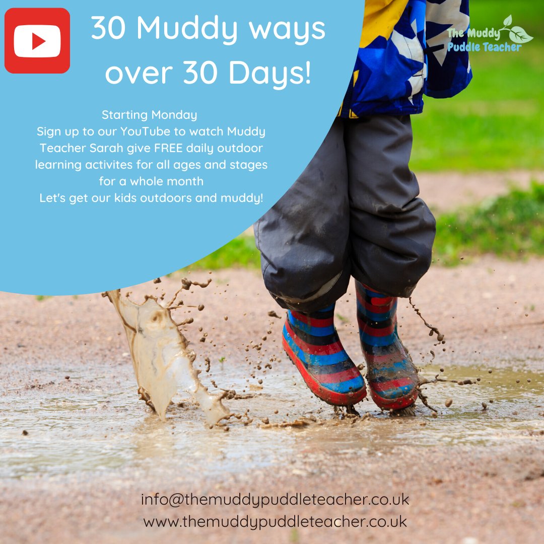 MuddyTeachers's tweet photo. **Click on it to share with parents**Starting Monday Muddy Teacher Sarah will be doing a live show every day giving you ideas, games activities to do outside with children of all ages for one whole month!
https://t.co/4TGx9BIjS1
#selfisolationideas https://t.co/8JkcoJ0bRw