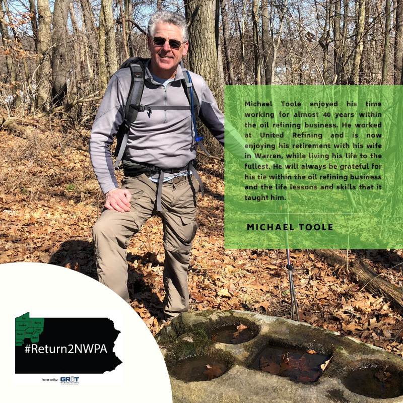 And the #return2nwpa stories continue. Here is Michael Toole’s story of ending up in northwestern PA and also retiring here after 40 years in the petroleum refining industry. 

industryneedsyou.com/michael-tooles…

<a href="/WCCBI/">WCCBI</a>
#GR8TManufacturing