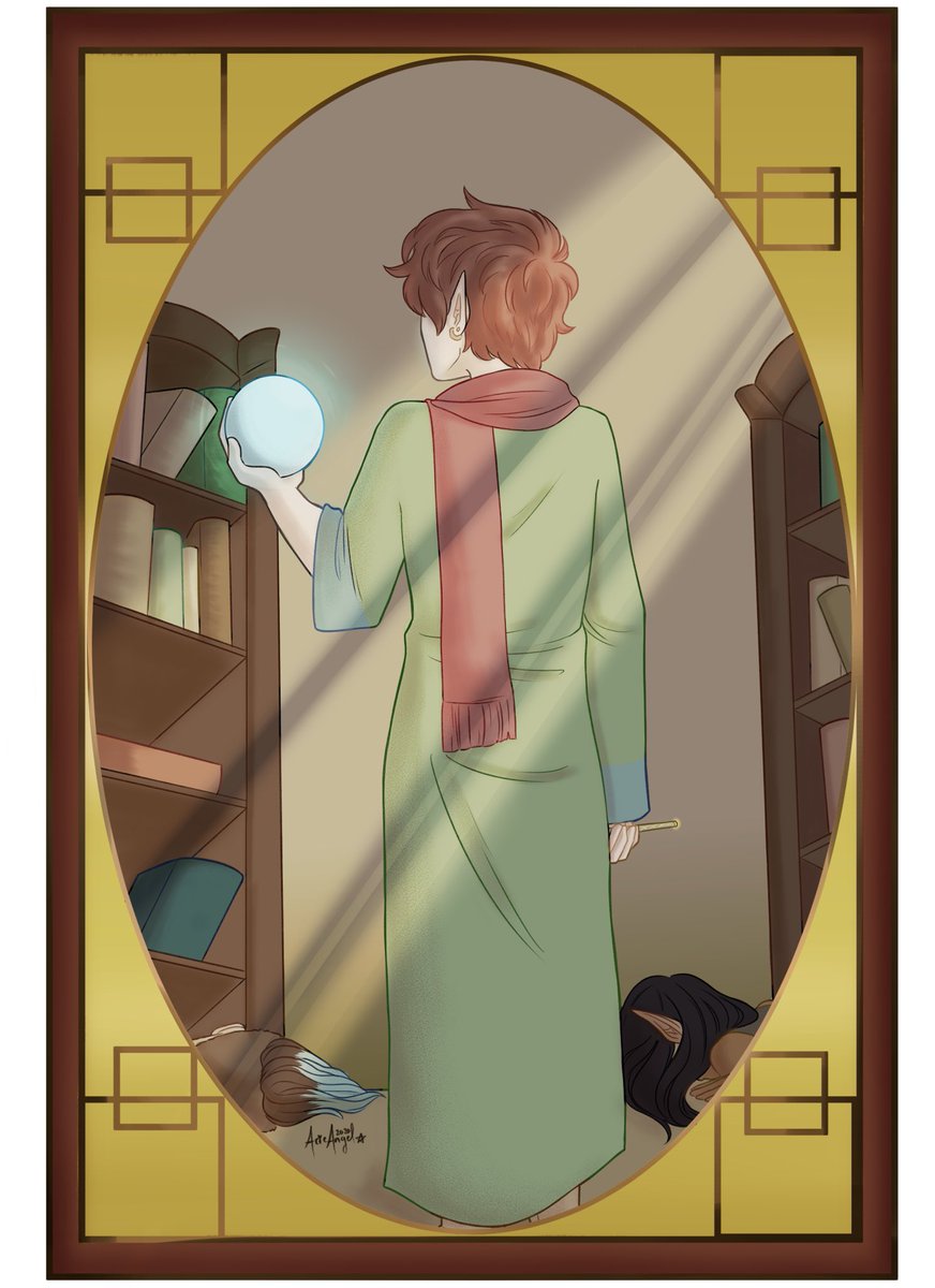 AcieAngelArt's tweet photo. “Isn’t this the path you choose? You made it, aren’t you proud?” 

Mirror 1/4 done

#dungeonsanddragons #matthewsehion #wizard #magicorb #library #mirror #digitalart #digitaldrawing #art https://t.co/g7RQqRlDDV
