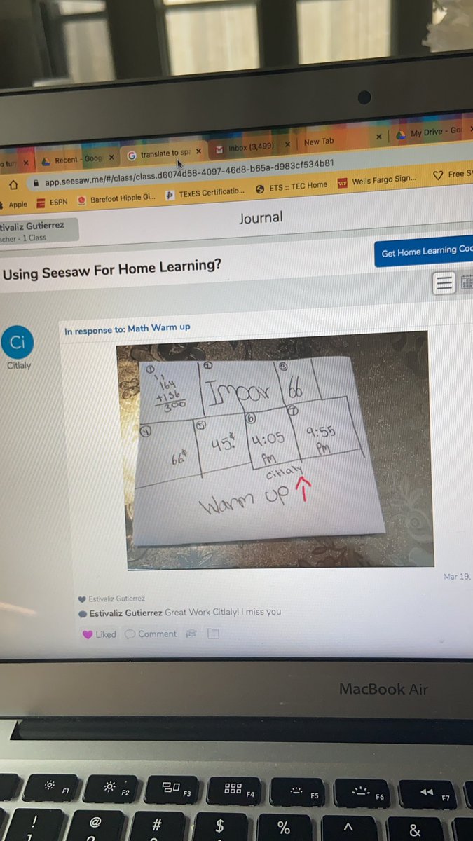 RenkEsti's tweet photo. Learning from home using Seesaw @ReedAcad_AISD @AStarJones1 https://t.co/qZsD9QCQuA