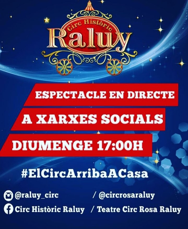 fepmontserratee's tweet photo. Voleu passar un dia de circ? Aquest diumenge a les 17h us podeu connectar a les xarxes socials del Circ Raluy i gaudir d'un espectacle des des casa! @circrosaraluy Un bon plan! @escolesFEP https://t.co/lF4oix5OOK