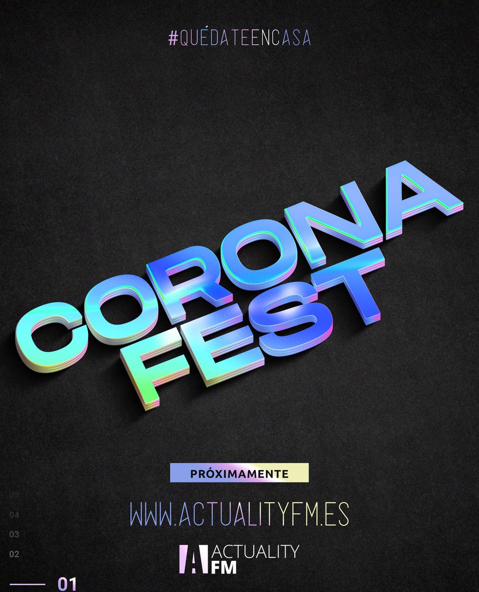 ZORTNESSMUSIC's tweet photo. CORONA FEST by @ActualityFM_es
PRÓXIMAMENTE
#ZORTNESS https://t.co/63MCFK6HLp