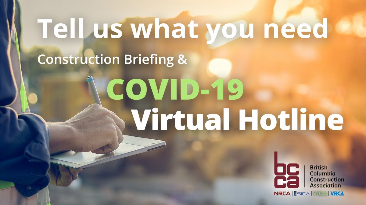 thisisBCCA's tweet image. We've created an intake form to gather info and questions on how this is affecting you. To participate and stay on top of updates, visit our COVID-19 page here: bccassn.com/covid-19/ @AtchHQ @NRCA_BC  @sicabc @VICA_BC @VanConstruction @WorkSafeBC @BCCSABeSafe @COCABC2016