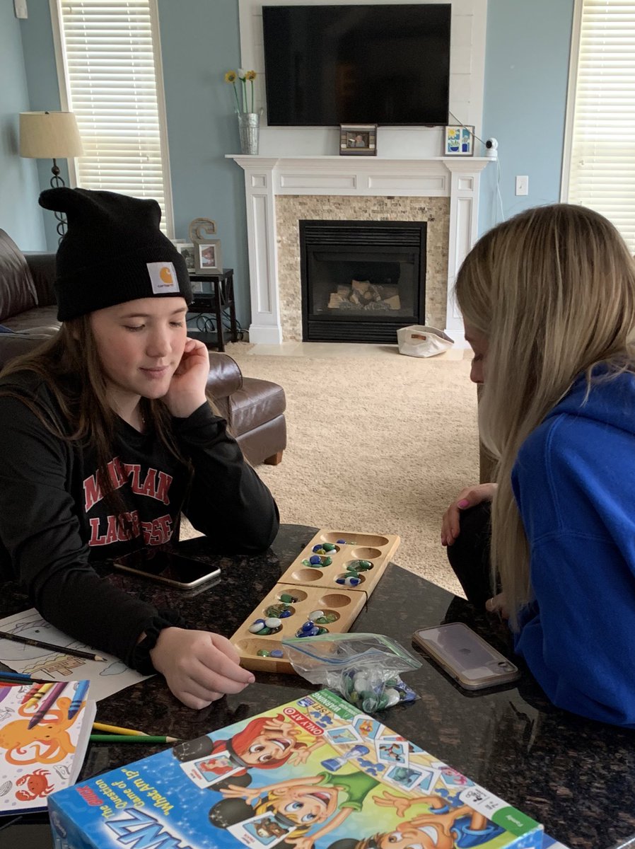 MarcellusMath's tweet photo. Hi my Marcellus Math friends! Here is a great game that uses problem solving and critical thinking! Mancala!  If you don’t have a Mancala board just draw one on paper and use small objects as beads. We found directions online. Thx to my helpers Maggie and Lexi! https://t.co/VuKbkej7mT