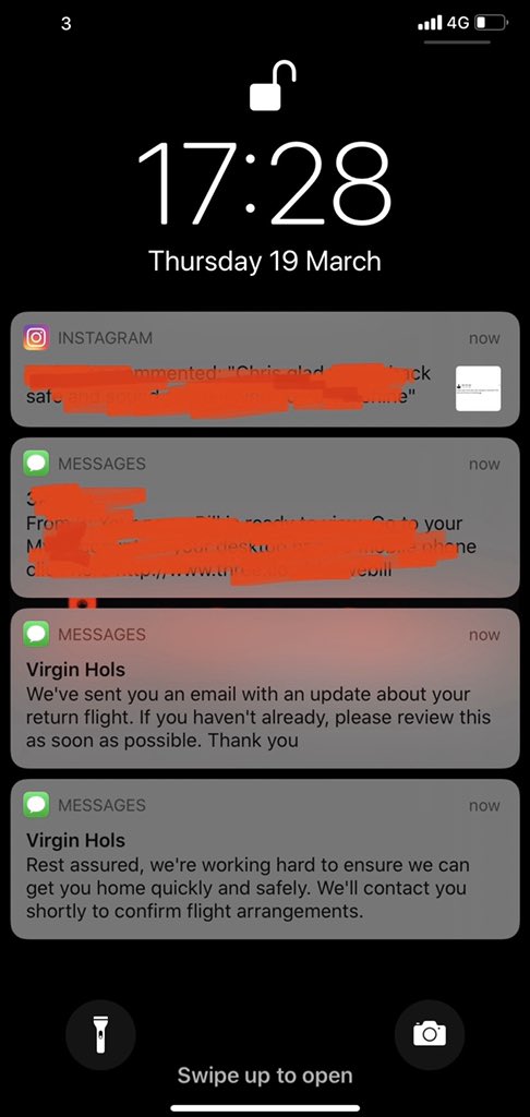 Doc_Tor_Cee's tweet image. so after rushing to eventually just make the rescue flight from Orlando and travelling for 20 hours because the flight went to Gatwick when there was space on the Manchester one, 
I get this text when I get home!
#LikeReally @VirginHolidays