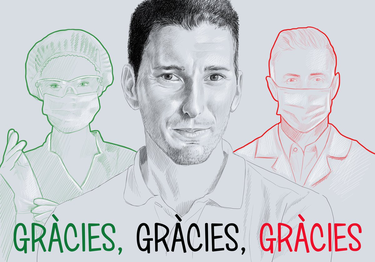 Gràcies a tot el conjunts de sanitari@s que lluita contra aquest virus de manera incansable, jugant-se la seva salut. No puc dibuixar la cara de tot@s, dibuixo a l’Oriol Mitjà per la seva tascà en representació a tots ells. 

GRÀCIES!

Si et sumes al meu agraïment fes RT.