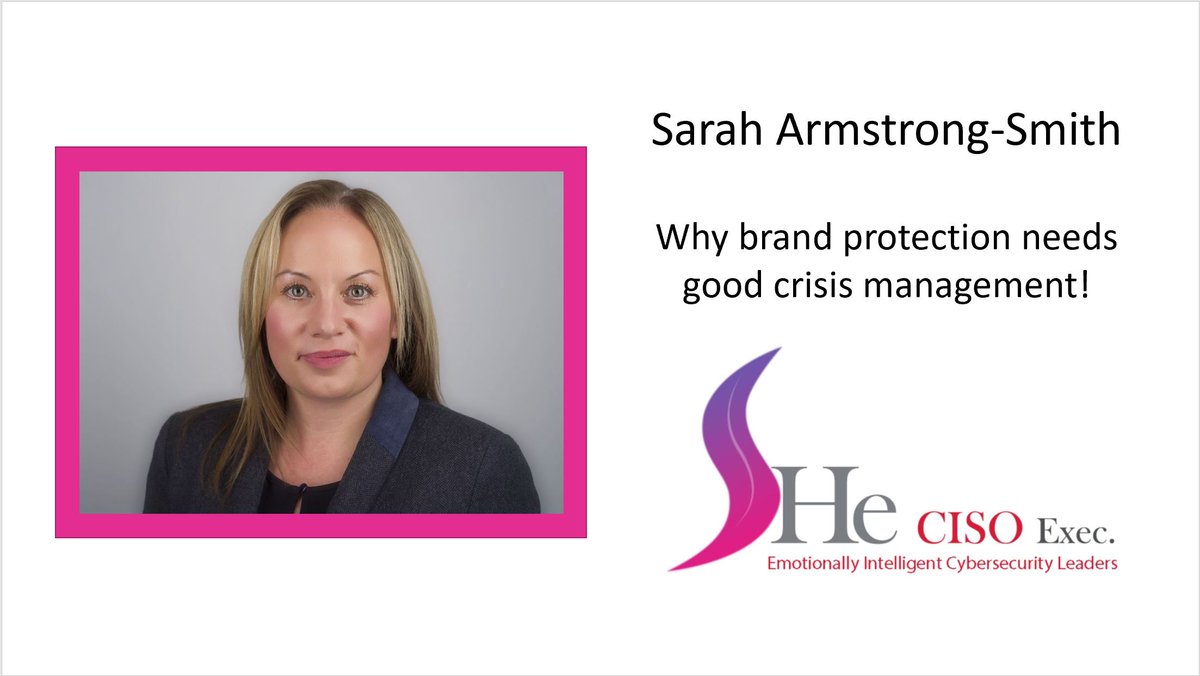 SHeCISOExecu's tweet photo. Join us for the IWD 2020 series of cyber webinars with the brilliant women in the cybersecurity industry, today we will be hosting @SarahASmith75 speaking about Why brand protection needs good crisis management!
Moderated by @ChaniSimms
# #shecisoexec #metadefencelabs #iwd2020 https://t.co/mwWVpzXEri