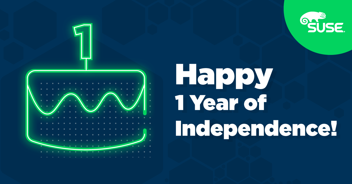 SUSE is thrilled to celebrate our first year of independence! 🦎#ProudToBeGreen #DareToBeDifferent
