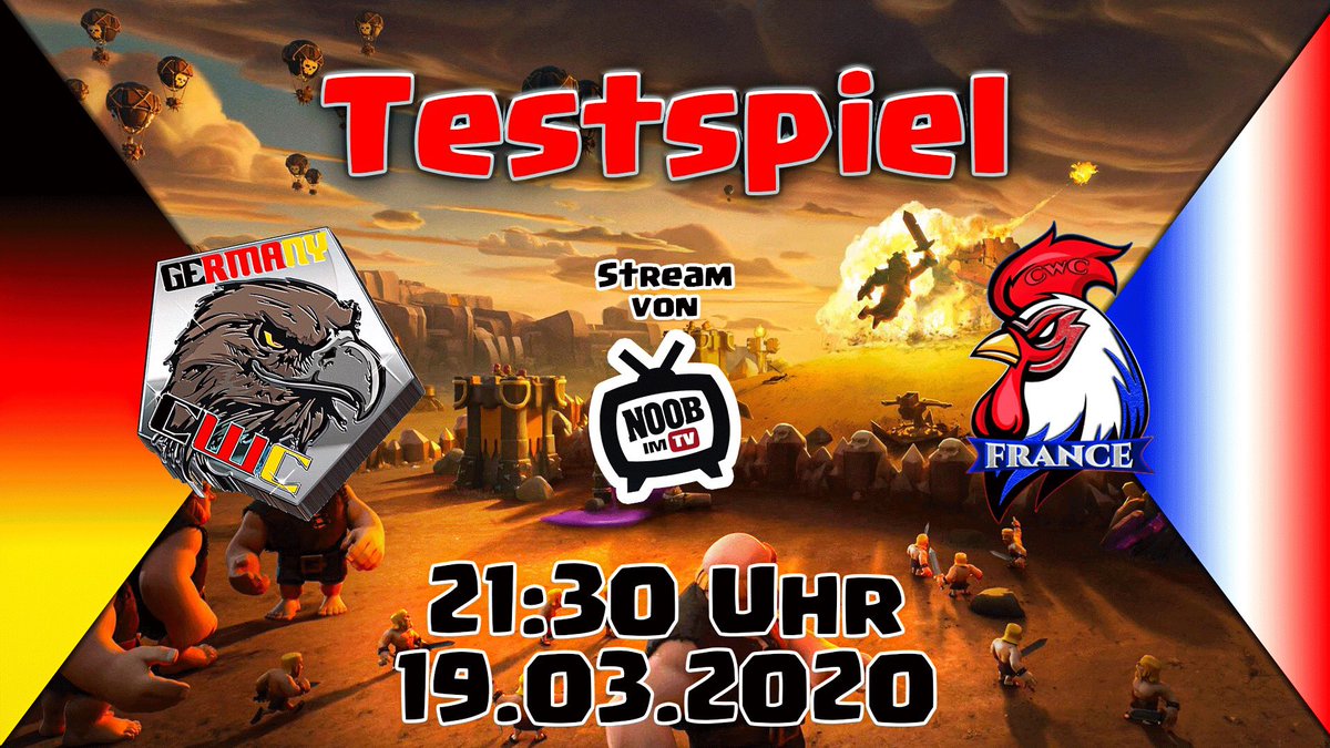 CWC Germany (@cwcgermany) on Twitter photo Bald wird es ernst.
Heute Abend starten wir unser letztes Testspiel bevor nächste Woche das Turnier beginnt.
Verfolgt ab 21:30 Uhr live mit Noobs auf Twitch wie die Vorbereitungen laufen.
twitch.tv/noobsimtv
<a href="/ClashOfClansDE1/">Clash of Clans DE</a> <a href="/Noobs_iMTV/">Noobs_iMTV</a> Bald wird es ernst.
Heute Abend starten wir unser letztes Testspiel bevor nächste Woche das Turnier beginnt.
Verfolgt ab 21:30 Uhr live mit Noobs auf Twitch wie die Vorbereitungen laufen.
twitch.tv/noobsimtv
<a href="/ClashOfClansDE1/">Clash of Clans DE</a> <a href="/Noobs_iMTV/">Noobs_iMTV</a>