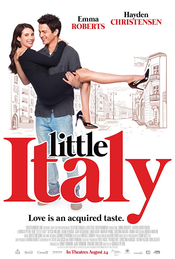 #LittleItaly (2018) A cheesy,corny, generic rom com that feel that it should have came out in early2000 but i kinda enjoyed it, for what it is. Is it good? Nope but it is romantic and it is enjoyable, the acting is meh but the script is just BAD. But u can still have fun with it.
