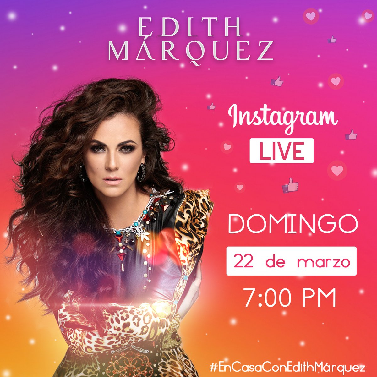 EdithMarquezL's tweet photo. #Marquezos no olviden que los espero este domingo a las 7:00 pm en mi Instagram, haré un en vivo para cantarles a todos ustedes 🎶🎵🎙✨ #EnCasaConEdithMárquez https://t.co/rUSQiS6hxz